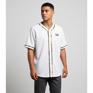 NWT Adidas RYV Baseball Shirt Short Sleeve White Camo Size M